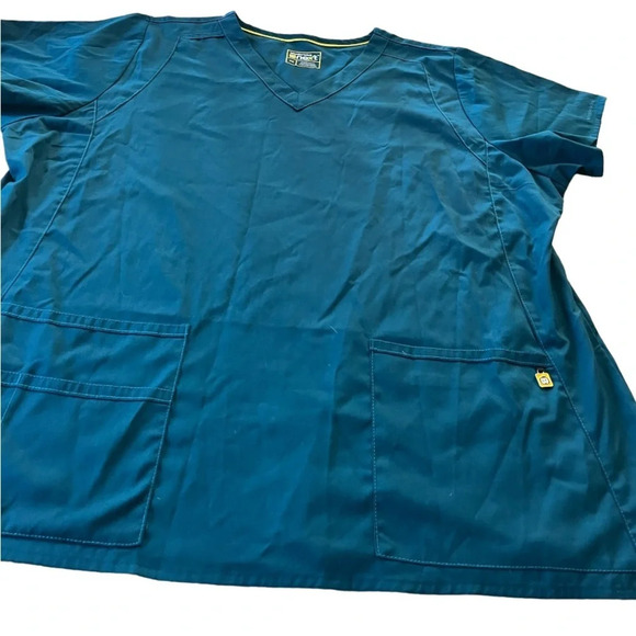 WonderWink Next deep blue/green scrubs top, size 3X - Picture 1 of 5